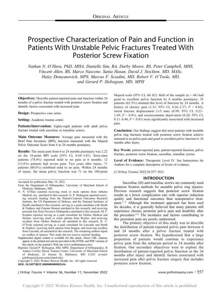 Prospective Characterization of Pain and Function.3 | PDF | Standard ...