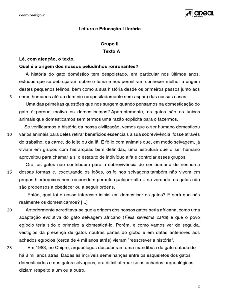 Ae - cc8 - Teste3 - 8 - Ano - 2018 - Gato Malhado | PDF | Gatos | Humano