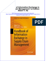 Textbook Handbook of Information Exchange in Supply Chain Management 1St Edition Albert Y Ha Ebook All Chapter PDF