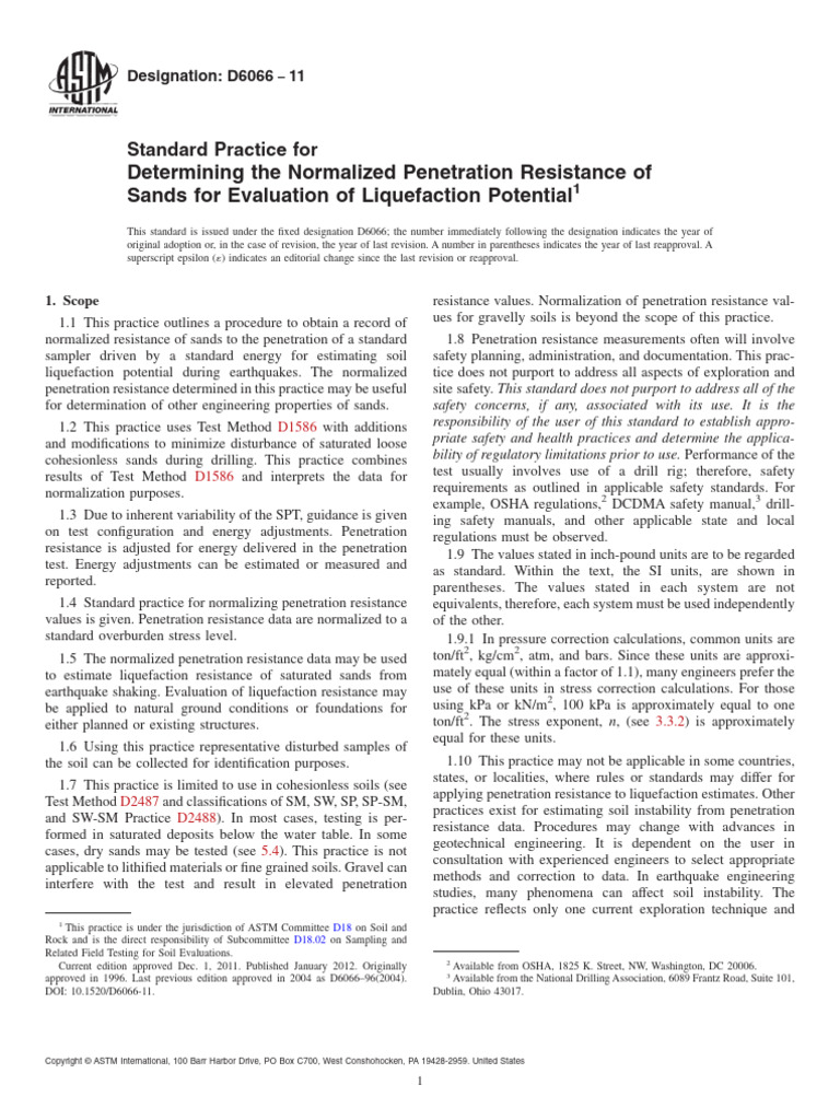 D6066-11 Standard Practice for Determining the Normalized Penetration ...