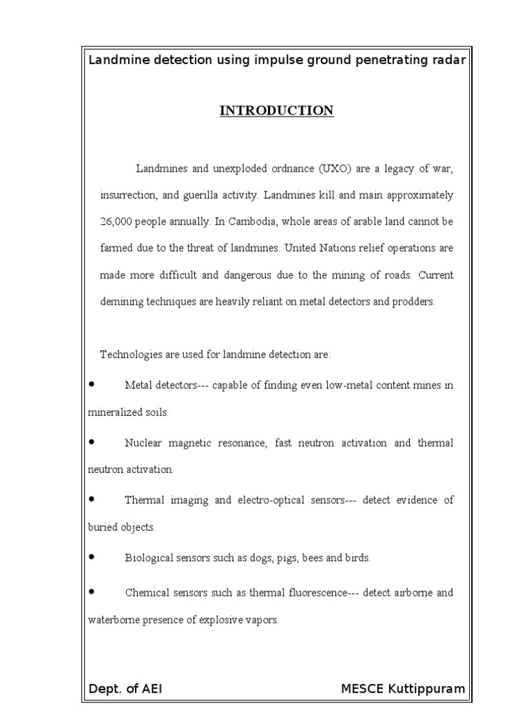 Landmine Detection Using Impulse Ground Penetrating Radar | PDF ...