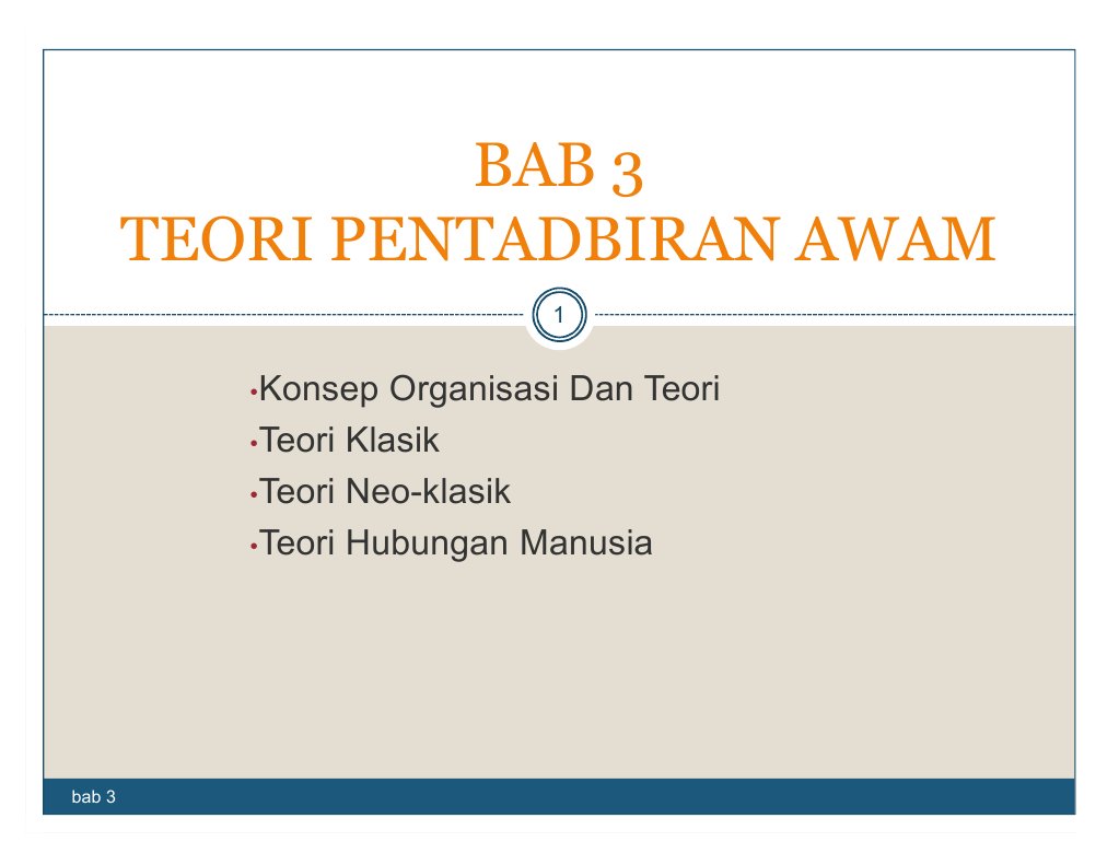 Bab 3 Teori Pentadbiran Awam Ft Pdf