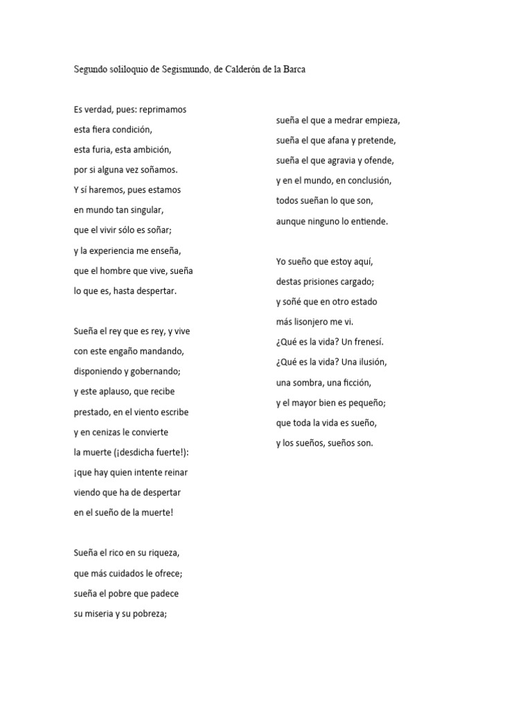 Segundo Soliloquio de Segismundo | PDF