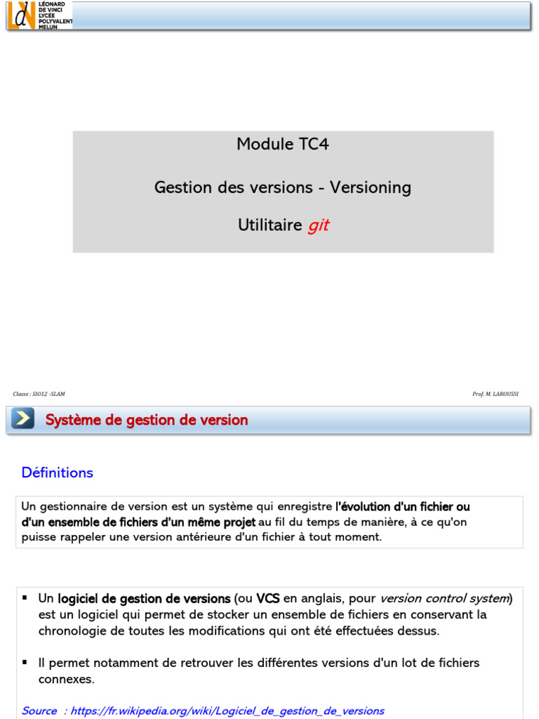 Introduction à Git et gestion de versions | PDF | Gestion de versions ...