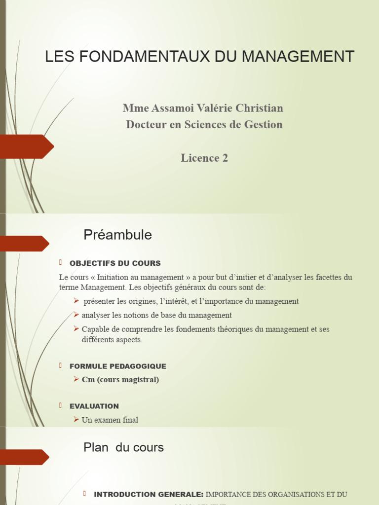 Fondamentaux du Management en L2 | PDF | Motivation | Motivant