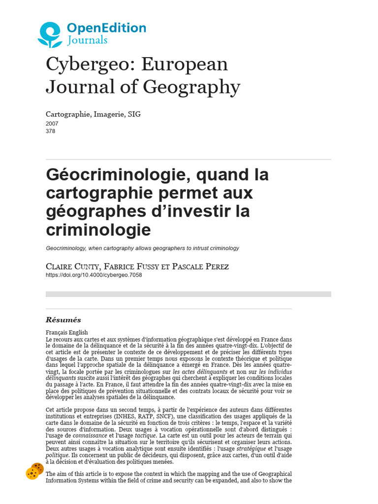 Géocriminologie, Quand La Cartographie Permet Aux Géographes D'investir ...