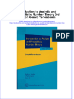 Download textbook Introduction To Analytic And Probabilistic Number Theory 3Rd Edition Gerald Tenenbaum ebook all chapter pdf 