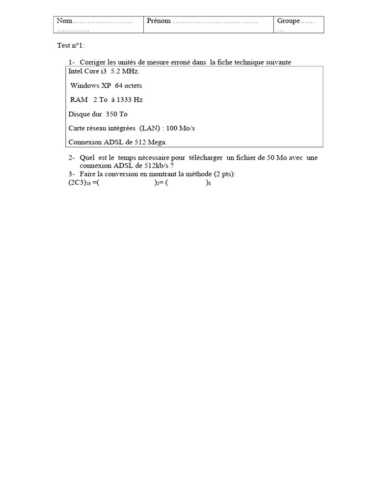 Test de compétences en informatique | PDF | Informatique | Ingénierie ...