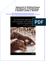Download pdf Interactive Approach To Writing Essays And Research Reports In Psychology 4Th Ed 4Th Edition Lorelle J Burton ebook full chapter 