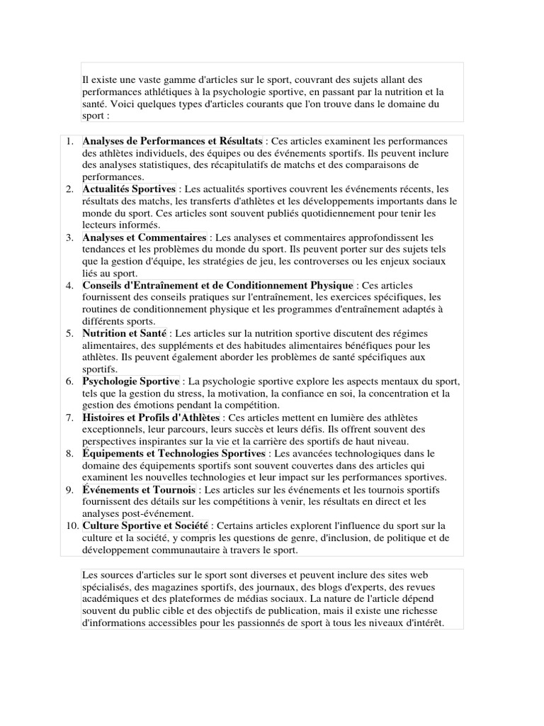Articles sur le sport et psychologie | PDF | Des sports | Psychologie