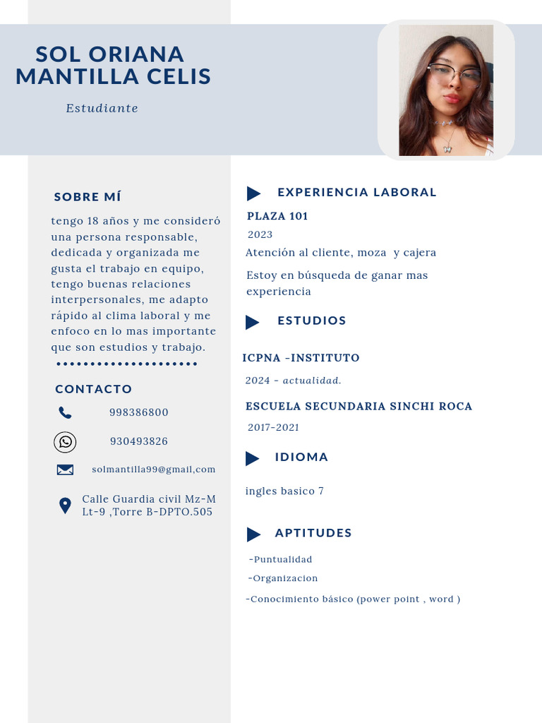 CV, Sol Oriana Mantilla Celis 1 | PDF