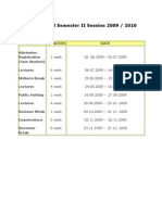 Semester I and II 2009/2010 Academic Calendar