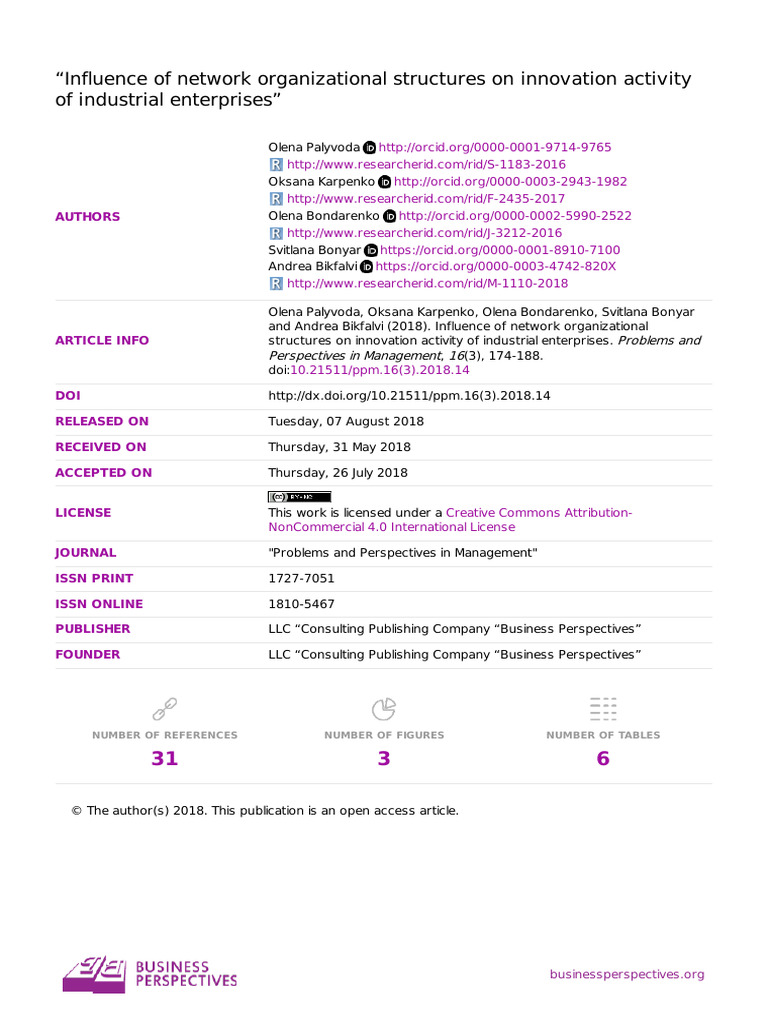 Influence of Network Organizational Structures On | PDF | Innovation ...