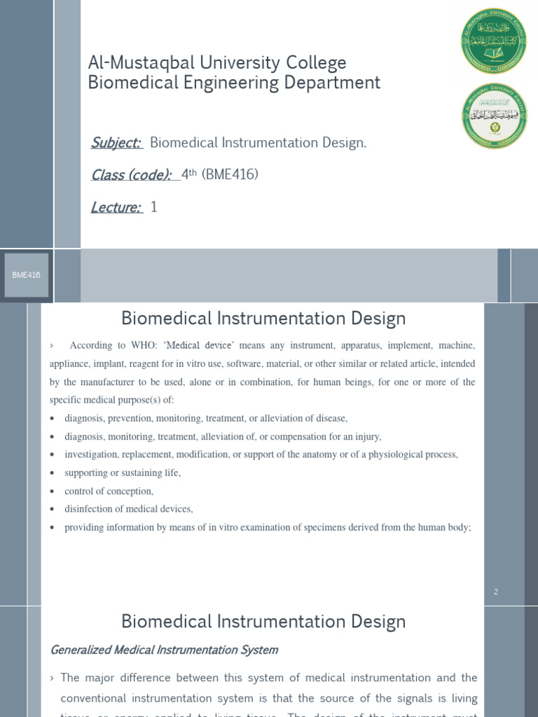 Biomedical Instrumentation Overview | PDF | Sensor | Medical Device