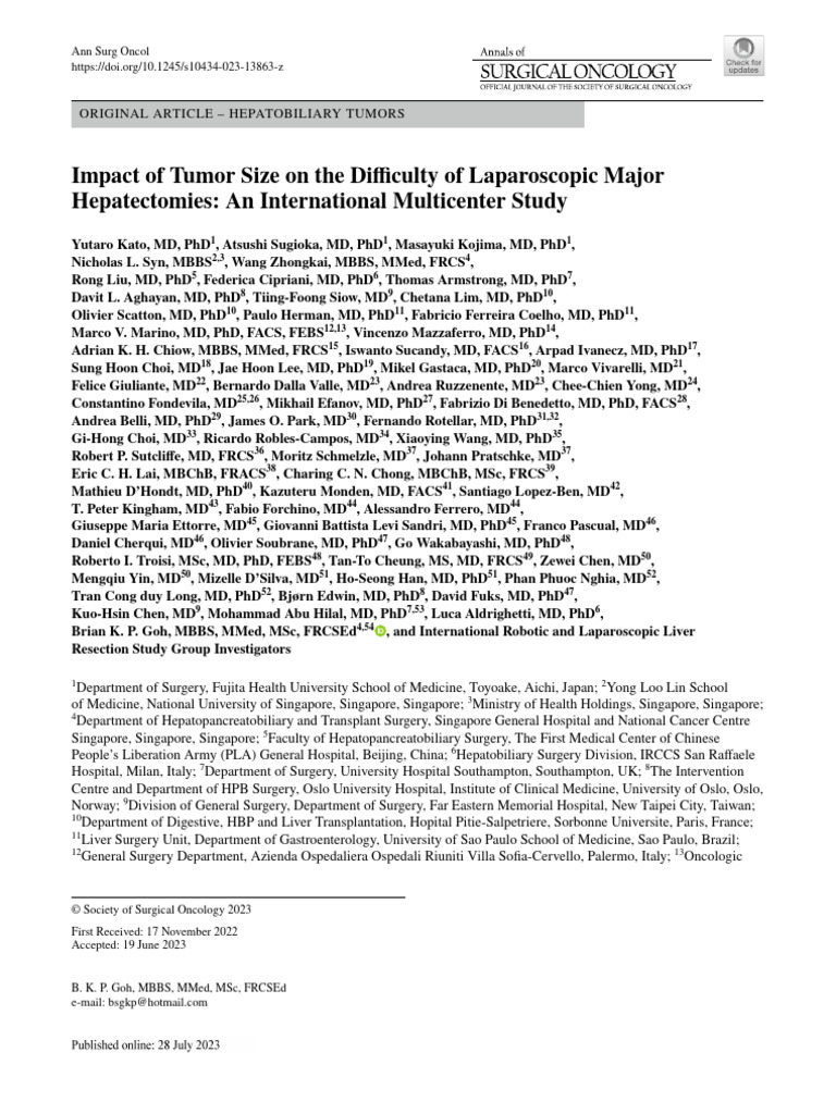 Tumor Size's Impact on Laparoscopic Hepatectomy | PDF | Doctor Of ...