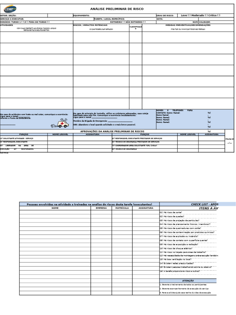 Formulário de Avaliação de Risco APR | PDF