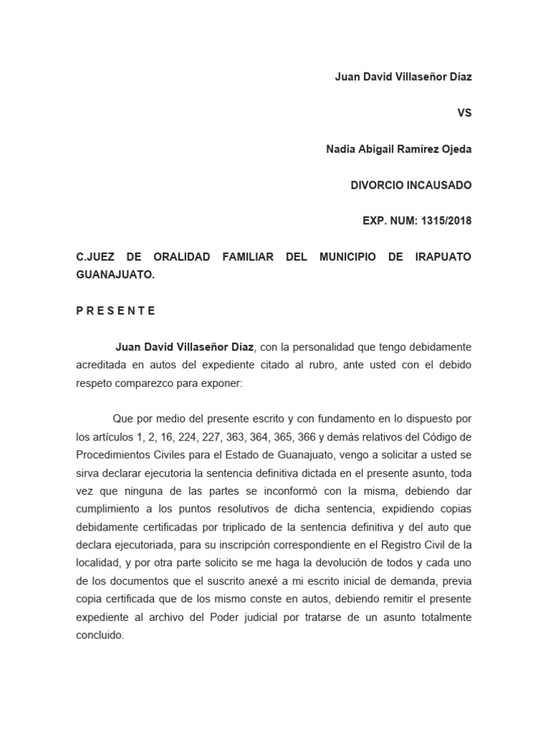 Estado Solicitando Cause Sentencia | PDF | Sentencia (ley) | Justicia