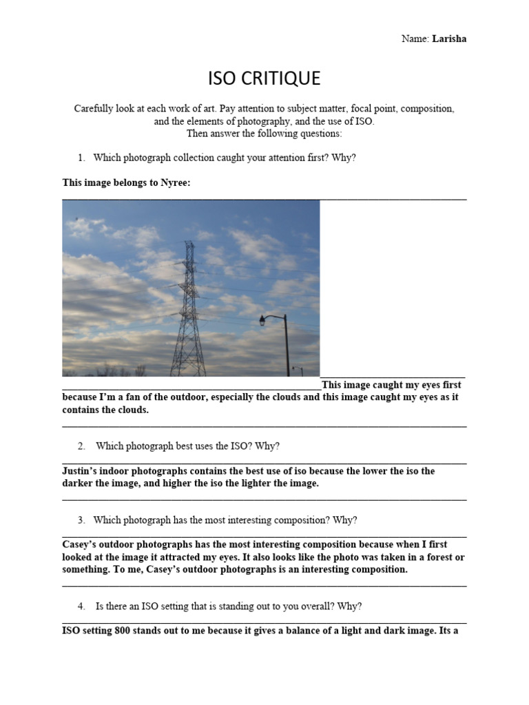 larisha louis paul - 4-iso critique 1 | PDF | Composition (Visual Arts ...
