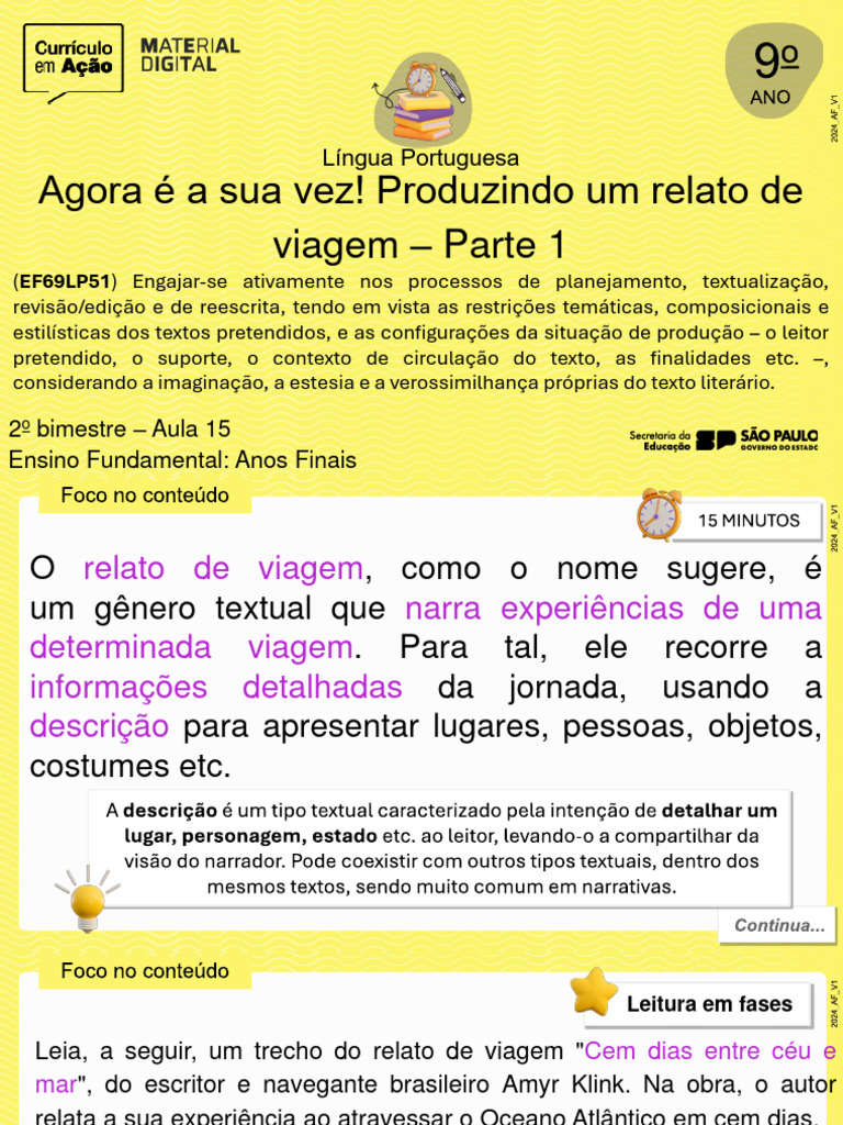 AULA PRODUÇÃO RELATO DE VIAGEM | PDF