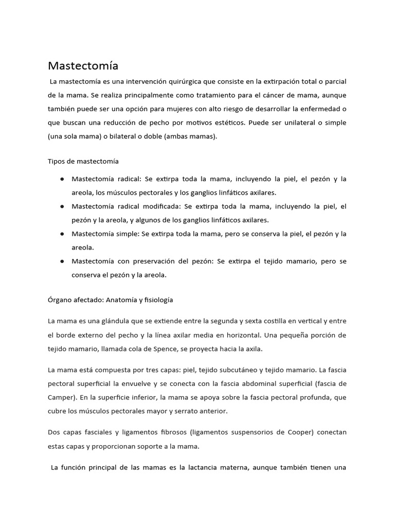 Mastectomía | PDF | Pecho | Cáncer de mama