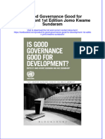 Download textbook Is Good Governance Good For Development 1St Edition Jomo Kwame Sundaram ebook all chapter pdf 