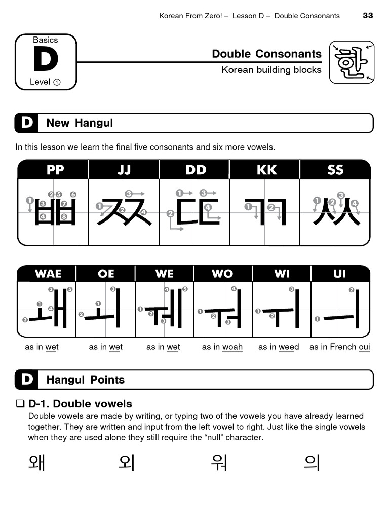Korean From Zero Book - 1-33-38 | PDF | Writing | Collation