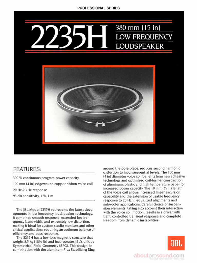 JBL 2235H 1996 | PDF | Loudspeaker | Inductor