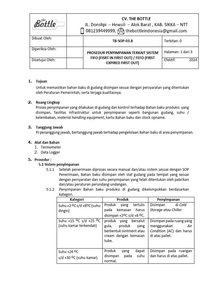 63 Prosedur Penyimpanan Fifo Atau Fefo Pdf