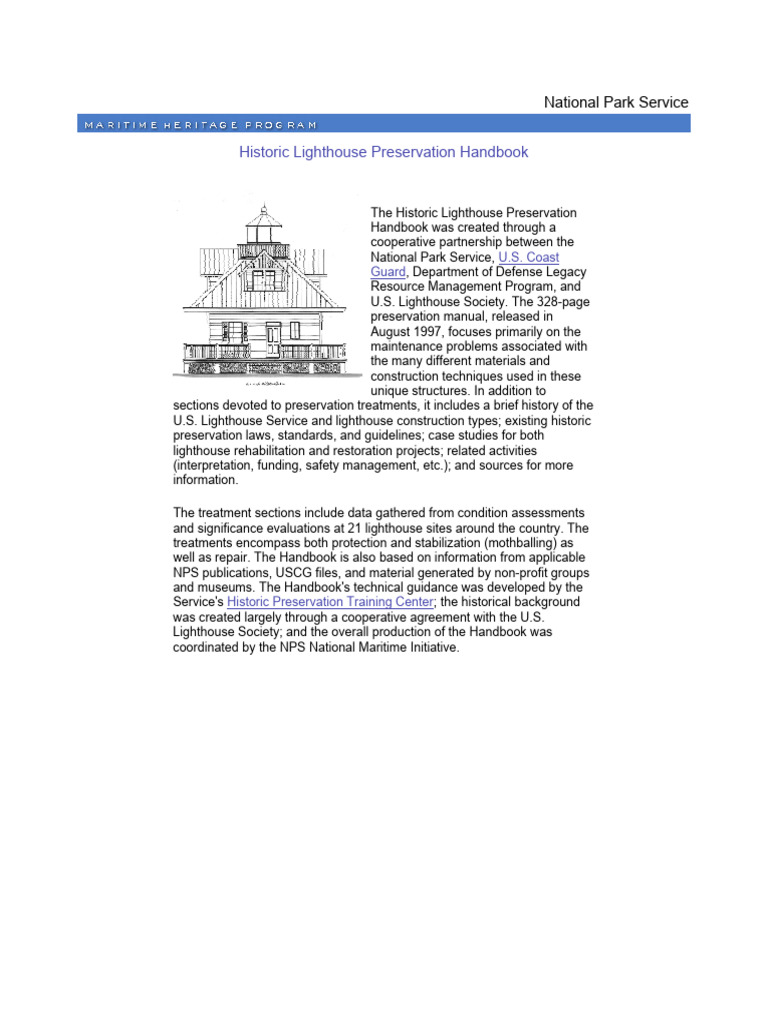 Historic Lighthouse Preservation Guide | PDF | Lighthouse | National ...