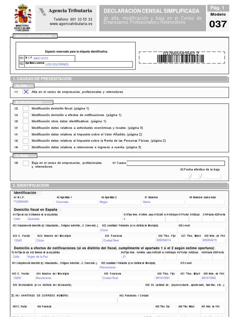 Modelo 037 | PDF | Ingresos | Impuestos