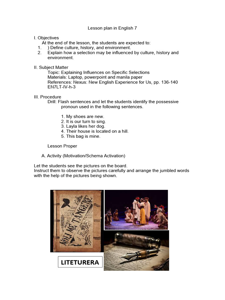 Grade 7 ENGLISH LESSON PLAN | PDF | Lesson Plan | Motivation