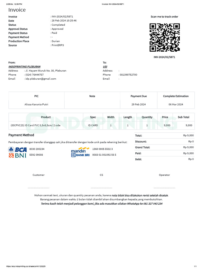 Nota Id Card 1 Pcs Security | PDF