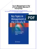 Textbook Key Topics in Management of The Critically Ill 1St Edition Marcela P Vizcaychipi Ebook All Chapter PDF