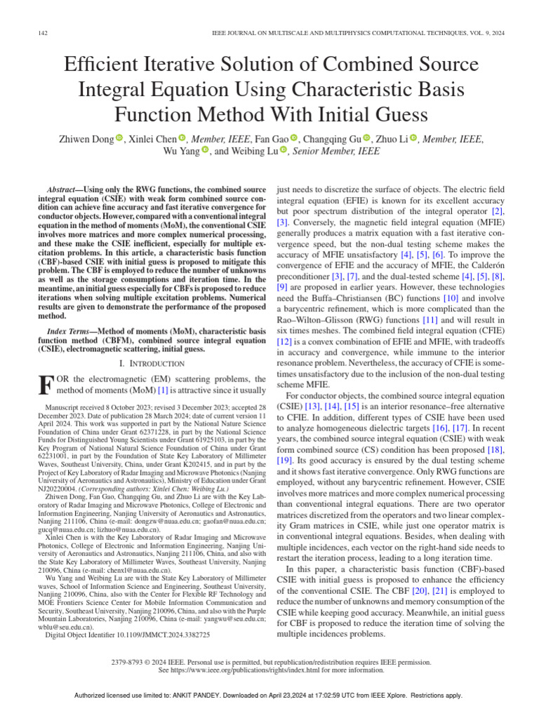 Efficient CBF Method for CSIE Solutions | PDF | Matrix (Mathematics ...