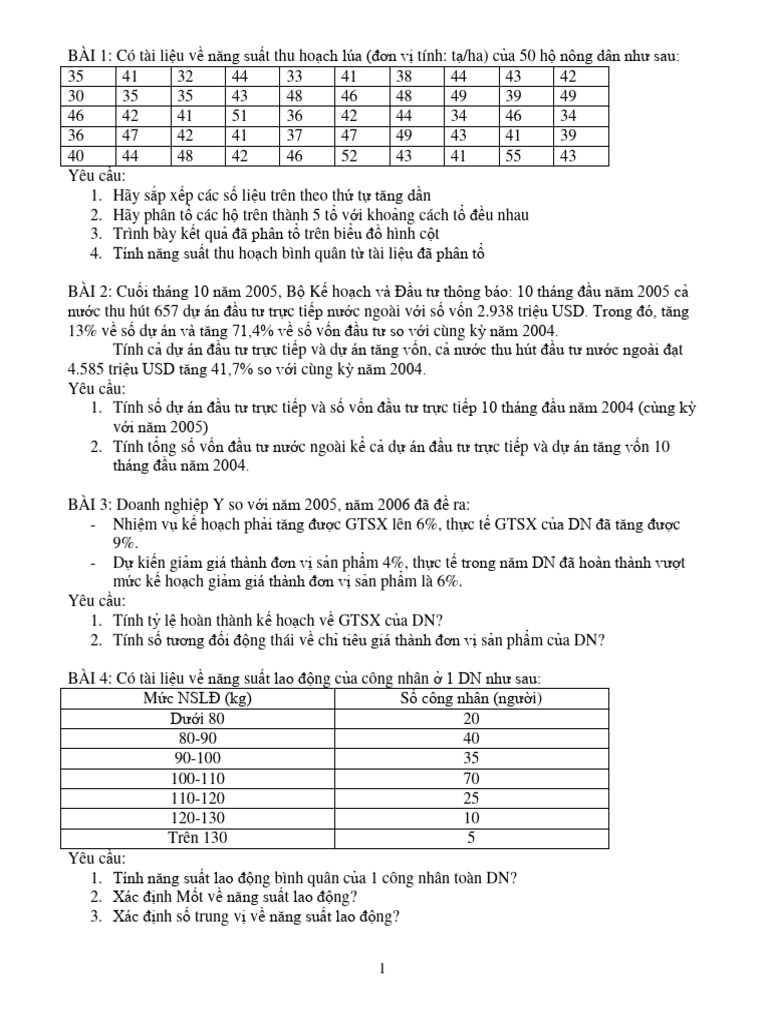 Bai Tap Nguyen Ly Thong Ke Kinh Te | PDF