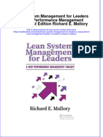Textbook Lean System Management For Leaders A New Performance Management Toolset 1St Edition Richard E Mallory Ebook All Chapter PDF