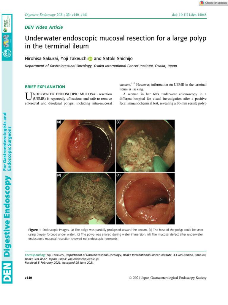 Digestive Endoscopy - 2021 - Sakurai - Underwater Endoscopic Mucosal ...