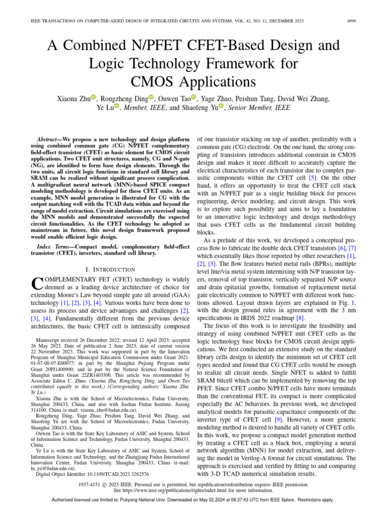 A Combined N PFET CFET-Based Design and Logic Technology Framework For ...