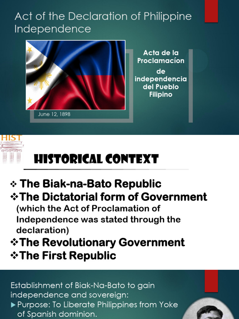 The Act of Declaration of Philippine Independence 2nd Topic Midterm ...