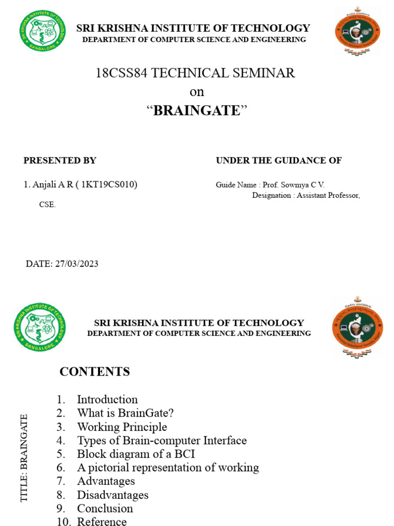 Anjali Technical Seminar Ppt 1 Pdf Computer Science Neuroscience