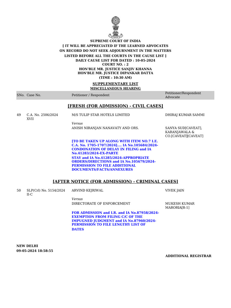 fresh-for-admission-civil-cases-supplementary-list-download