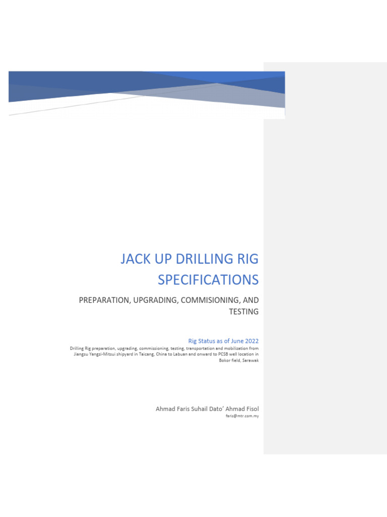 Jack-Up Drilling Rig Specifications | PDF | Crane (Machine)