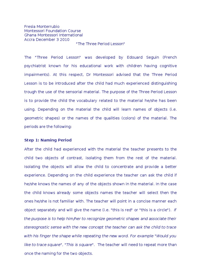 3period Lessonokprint | PDF | Montessori Education | Vocabulary