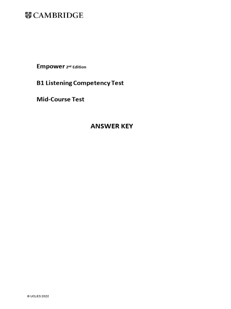 B1 Listening Competency Test Answers | PDF | Science & Mathematics