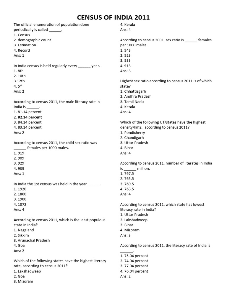 Key Questions from India's 2011 Census | PDF | Asia | South Asia