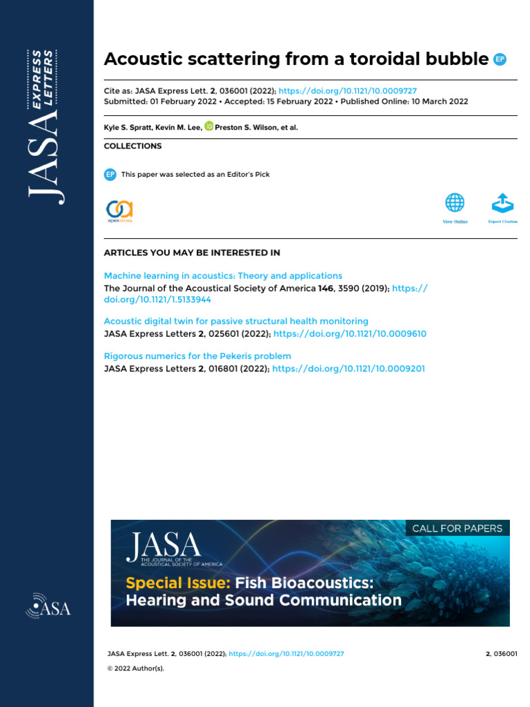 Acoustic Scattering from Toroidal Bubbles | PDF | Sphere | Gases
