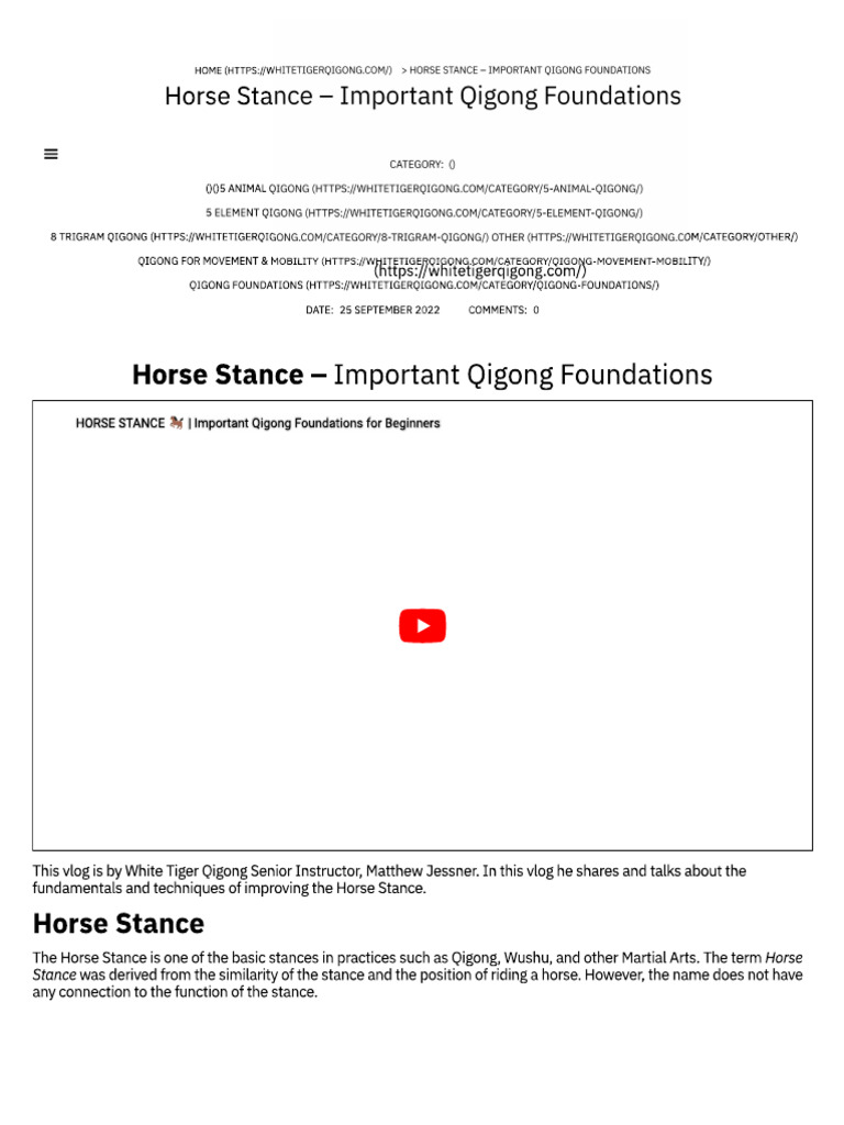 Horse Stance Benefits PDF