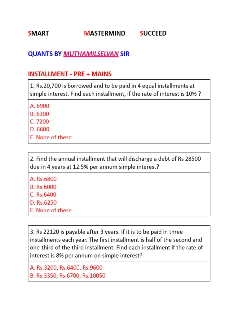 Installment 1 Pdf Interest Compound Interest