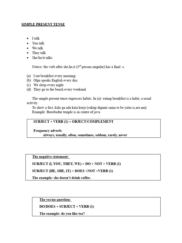 Understanding Simple Present Tense | PDF