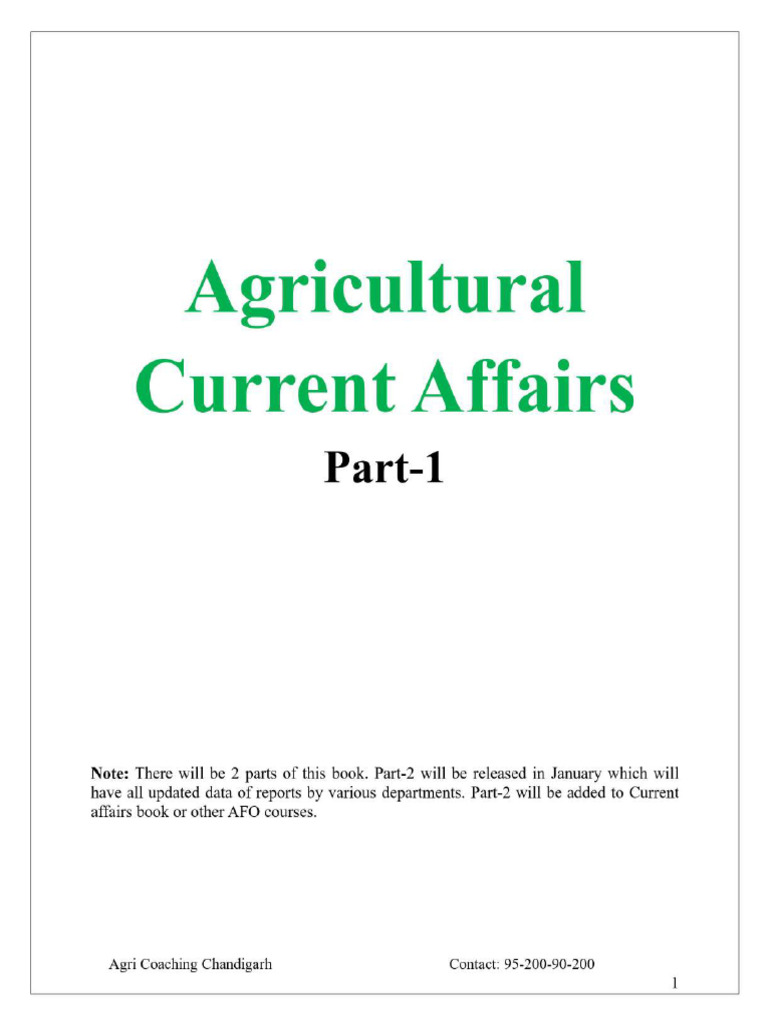 Agriculture Current Affairs For IBPS AFO | PDF